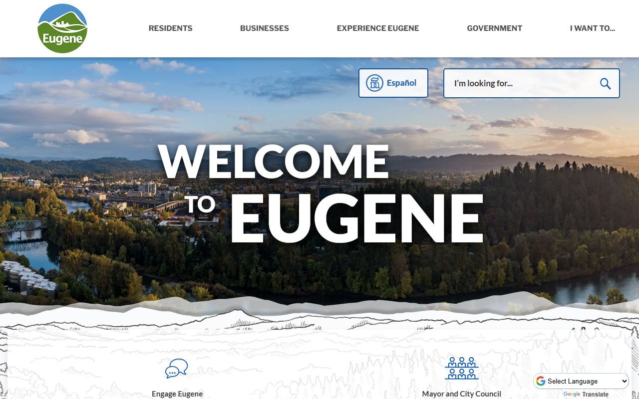 City of Eugene official website homepage for accessing Eugene felony records