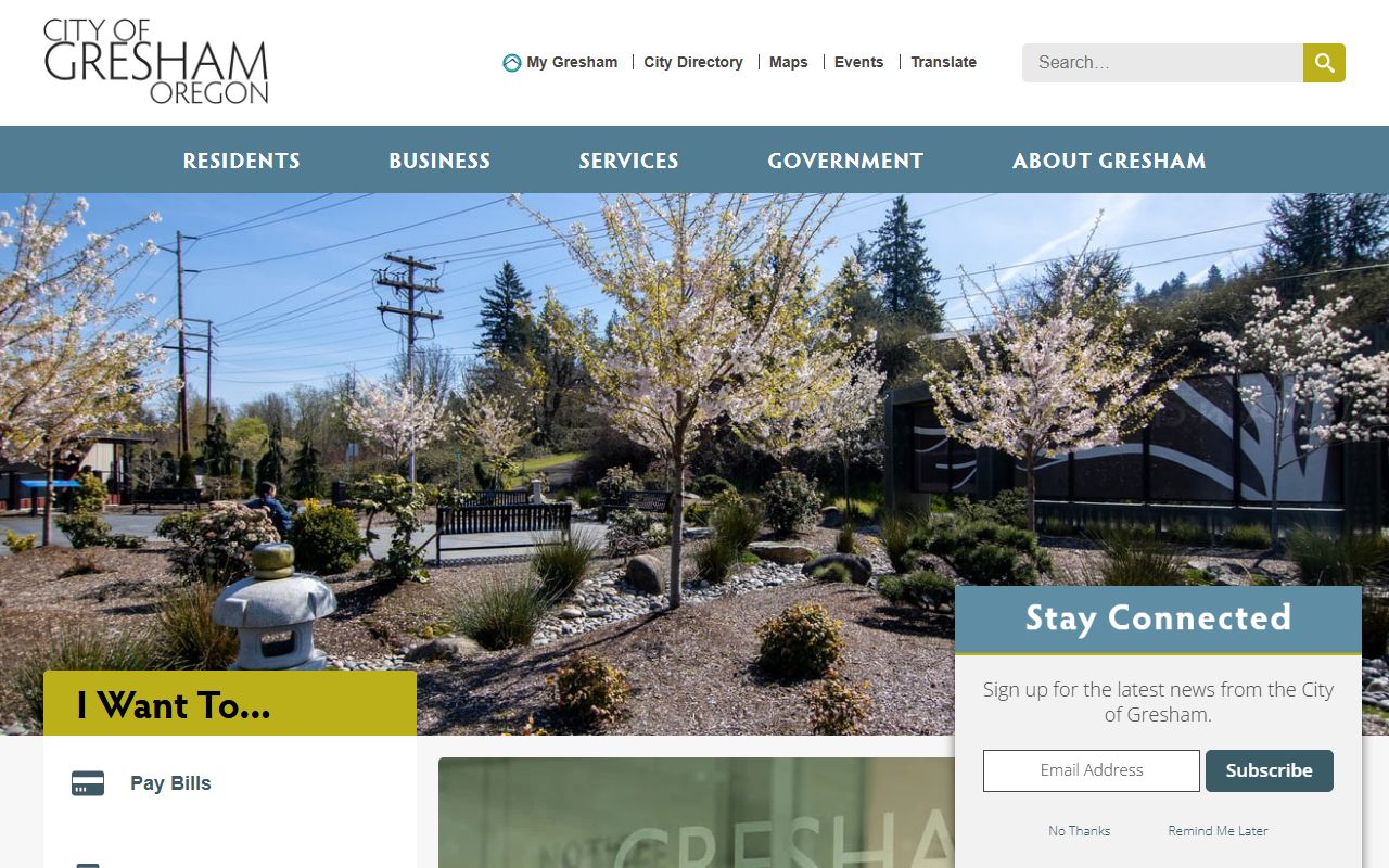 City of Gresham official website homepage for accessing Gresham felony records