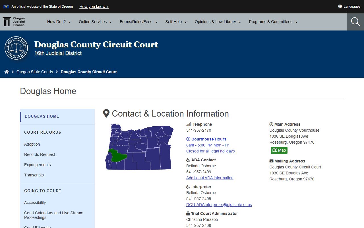 Douglas County Circuit Court website for felony records