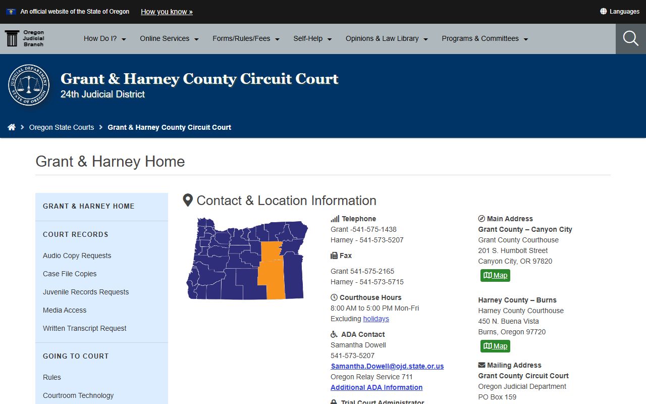 Grant County Circuit Court website for felony records lookup