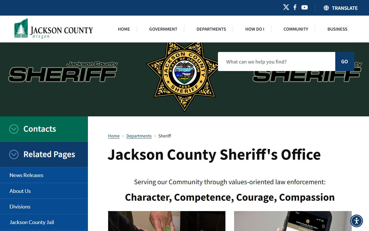 Jackson County Sheriff Office website for criminal records