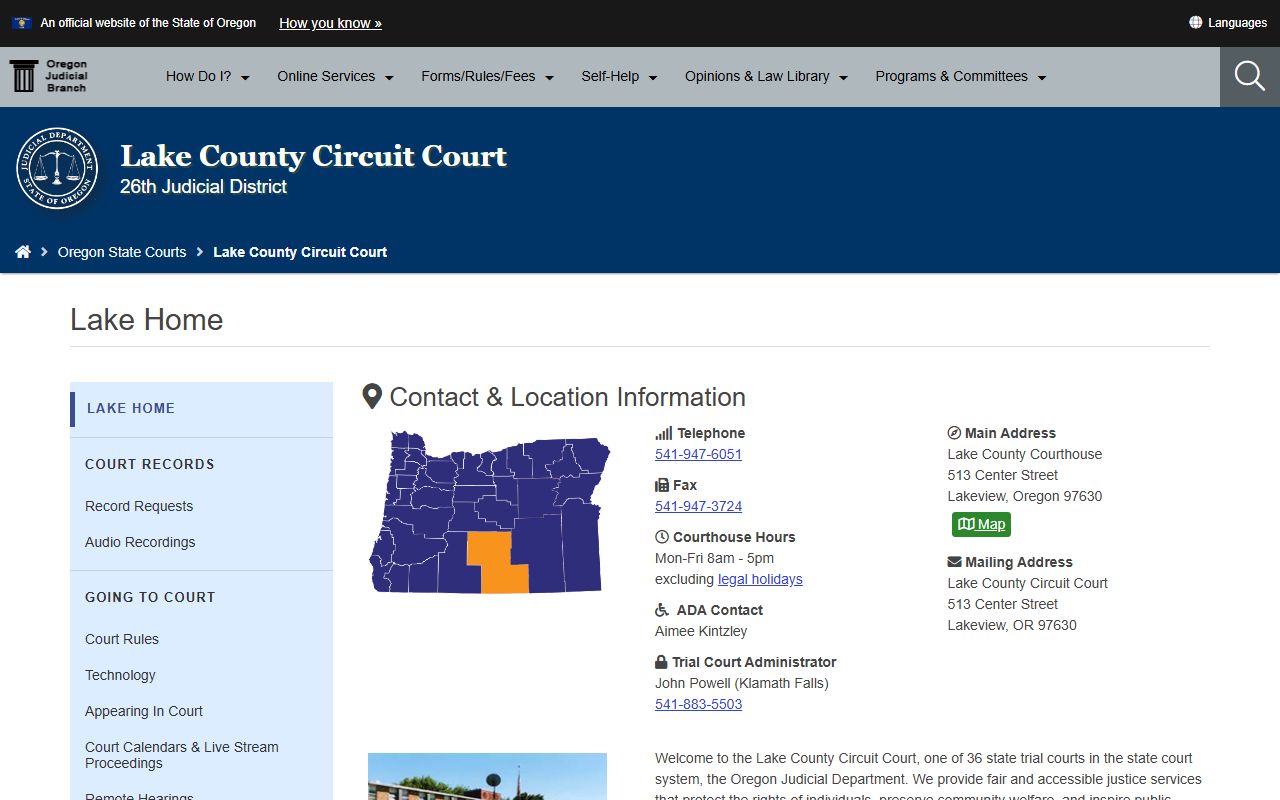 Lake County Circuit Court website for felony records