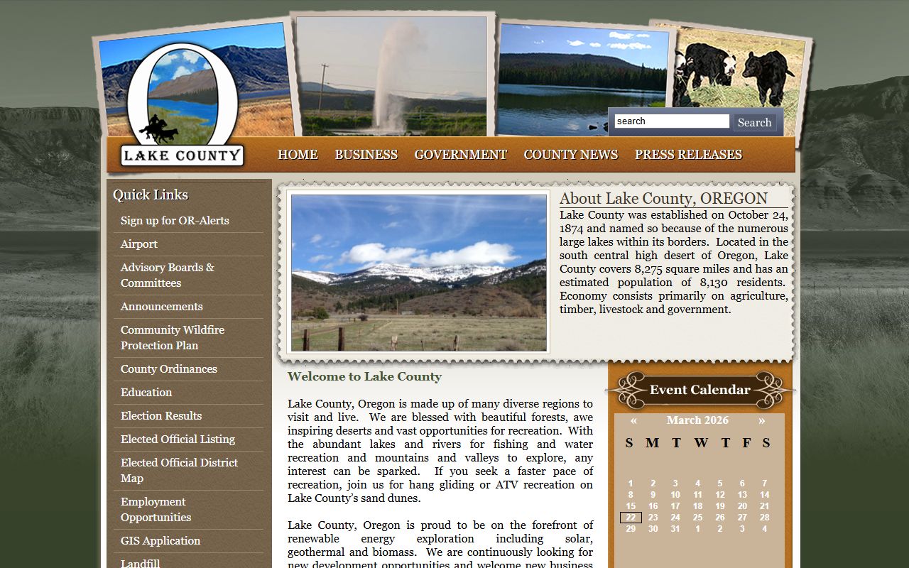 Lake County government website for felony records