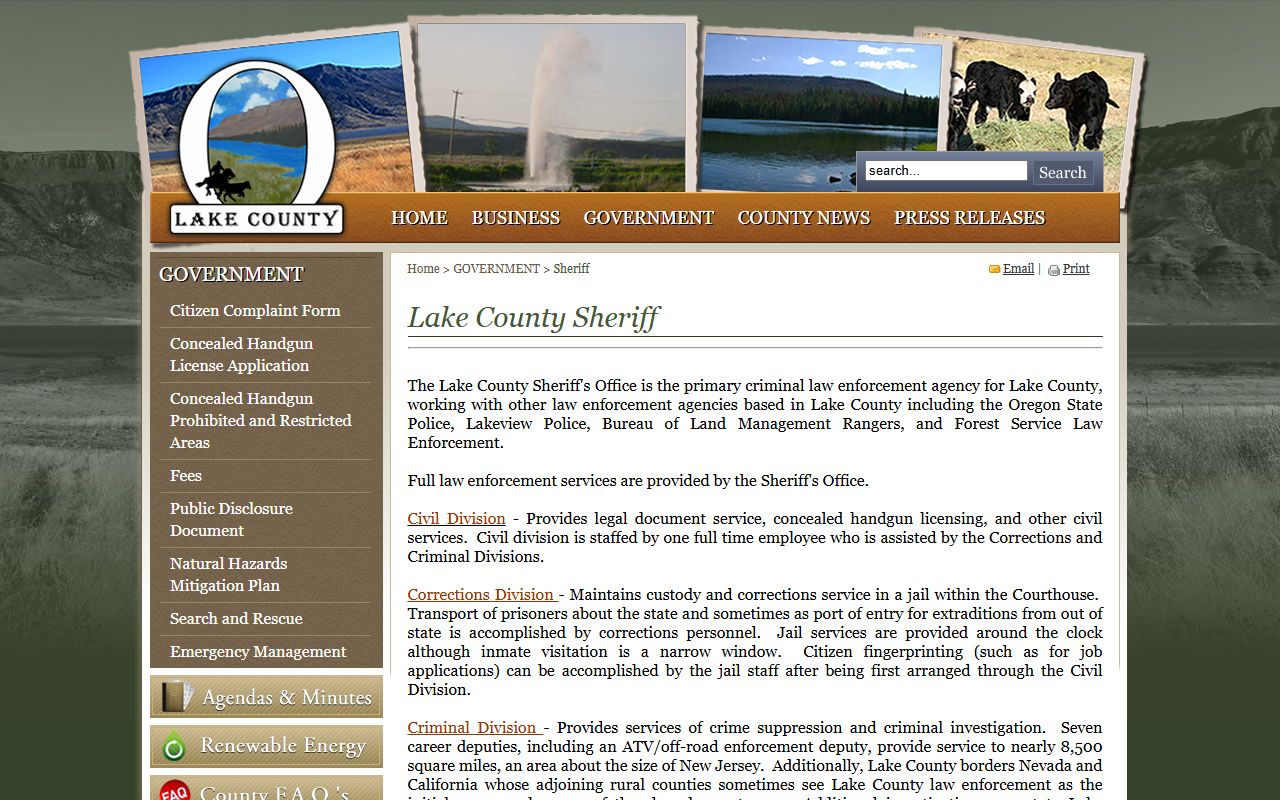 Lake County Sheriff's Office website for felony records