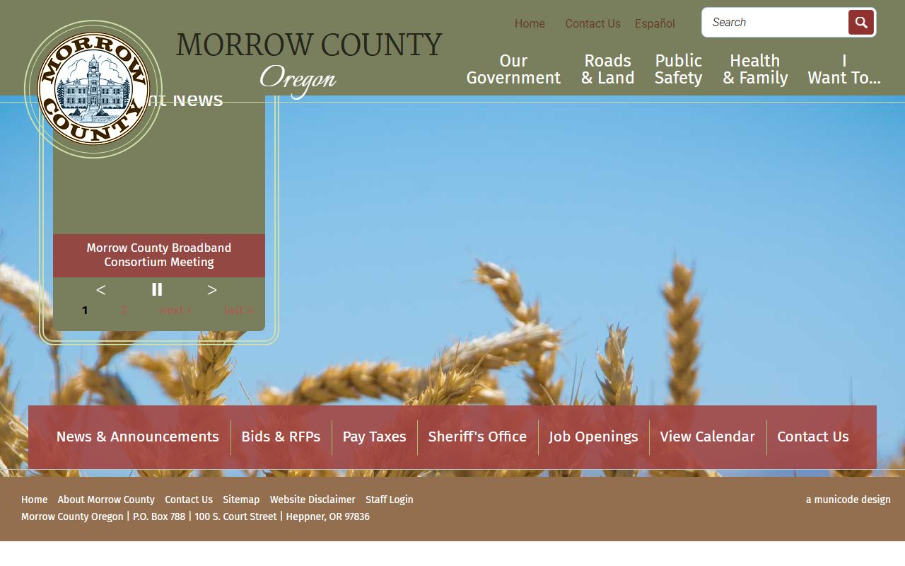 Morrow County government website for county services and records
