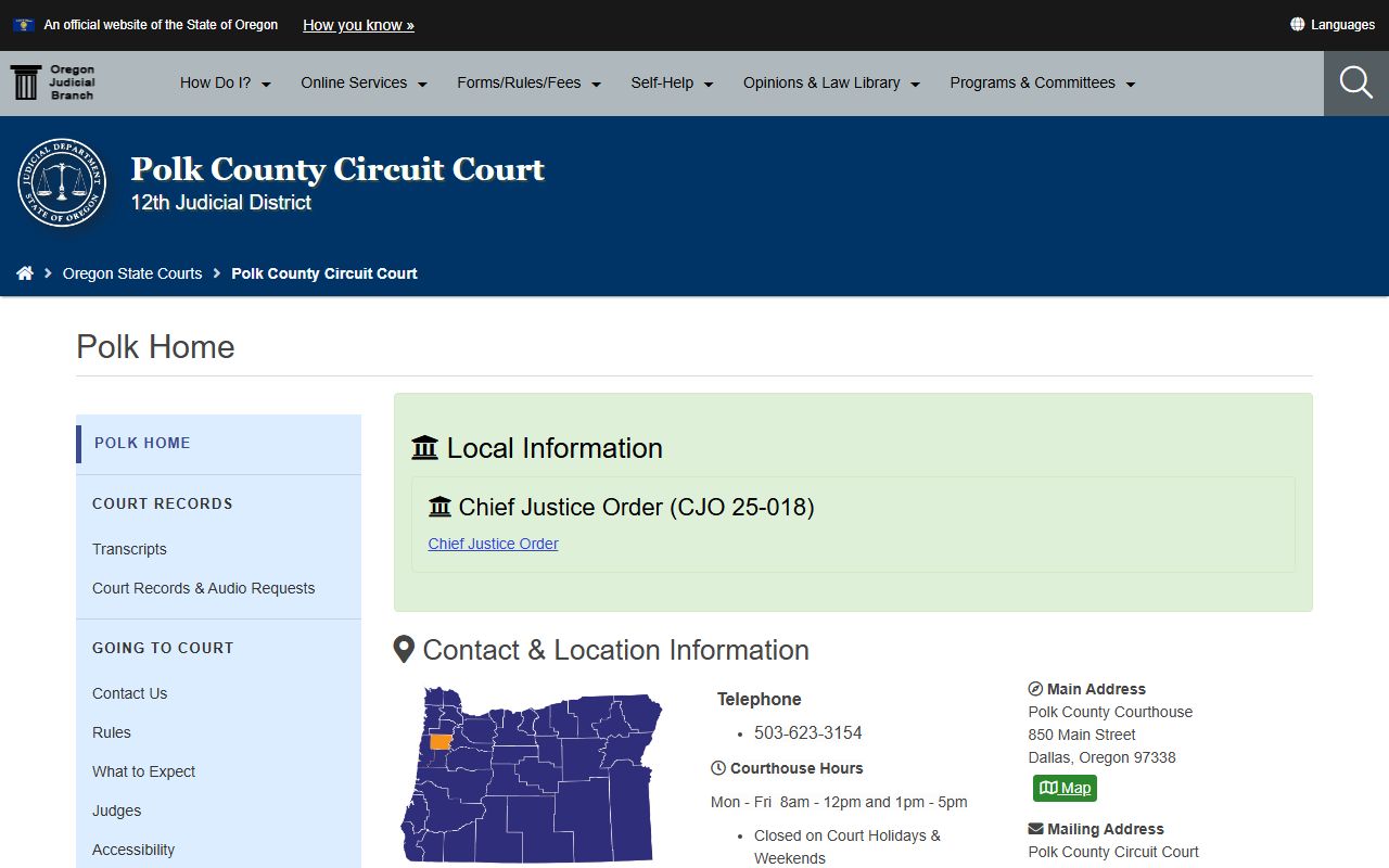 Polk County Circuit Court website for felony records search