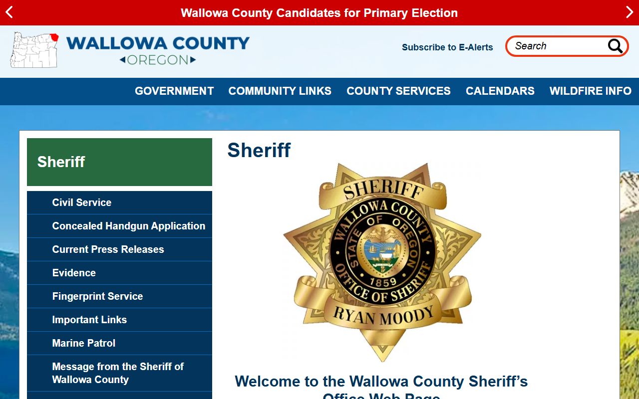 Wallowa County Sheriff's Office website for felony records