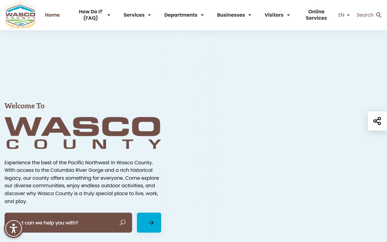Wasco County government homepage for felony records information
