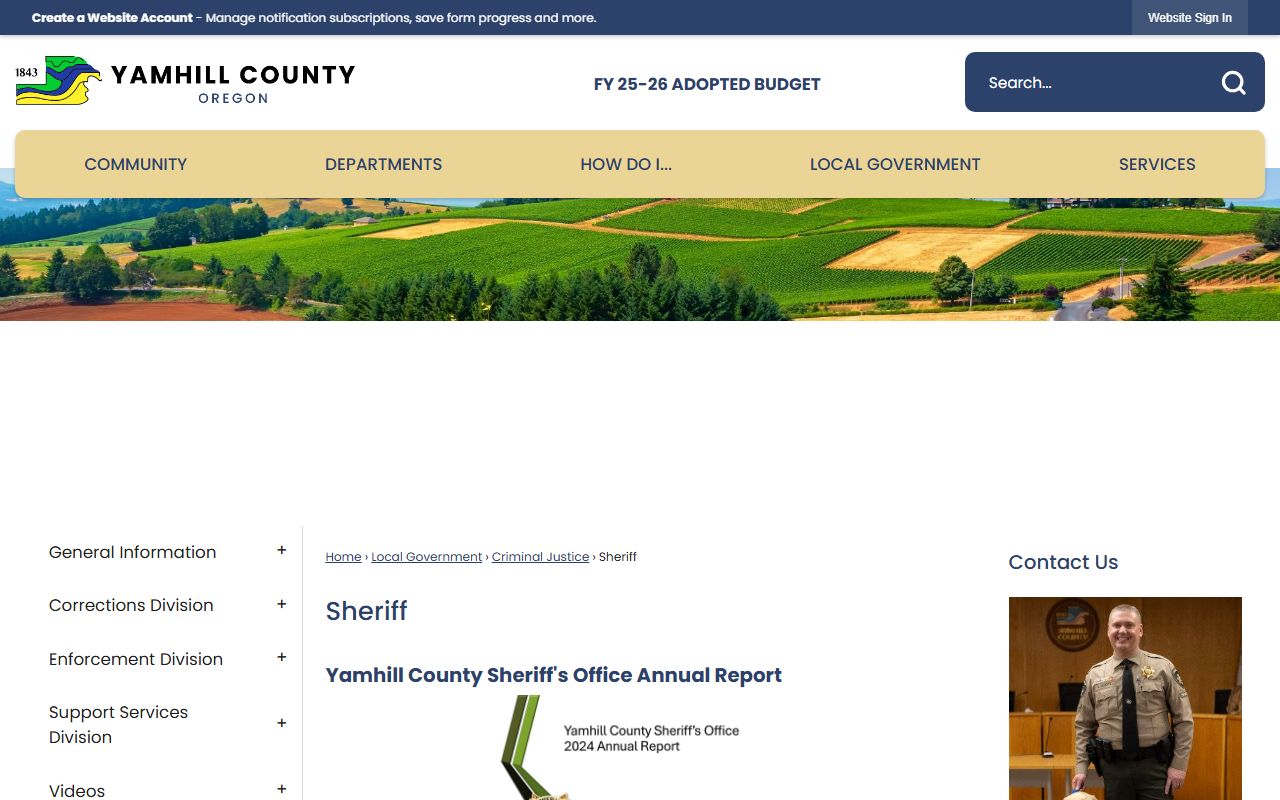 Yamhill County Sheriff's Office website for felony records