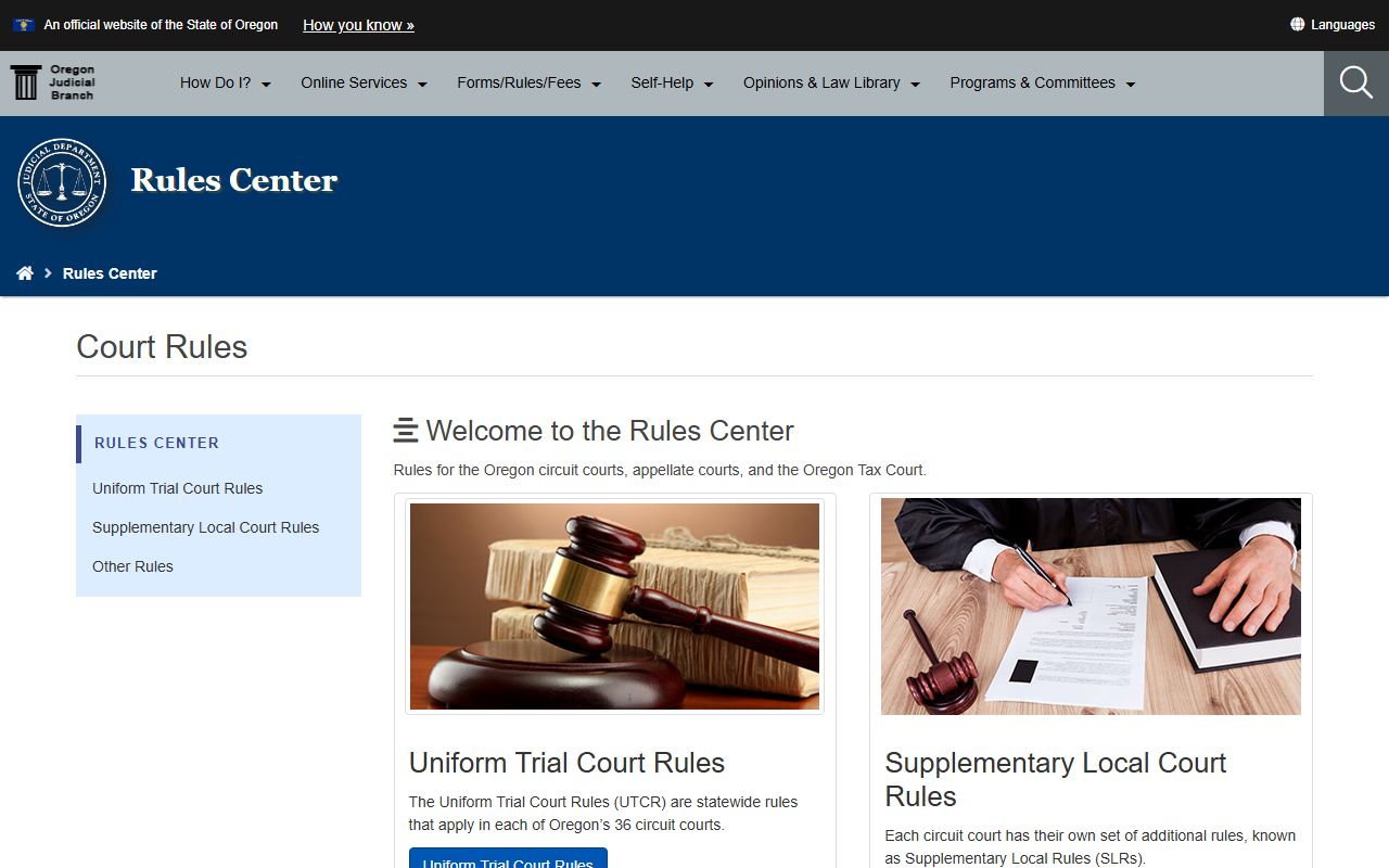 OJD Court Rules page for Oregon felony records